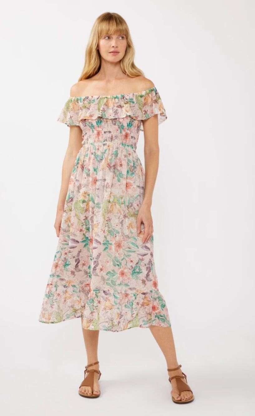 Lovestitch Floral Dust Off Shoulder Midi Dress - Medium - NWOT